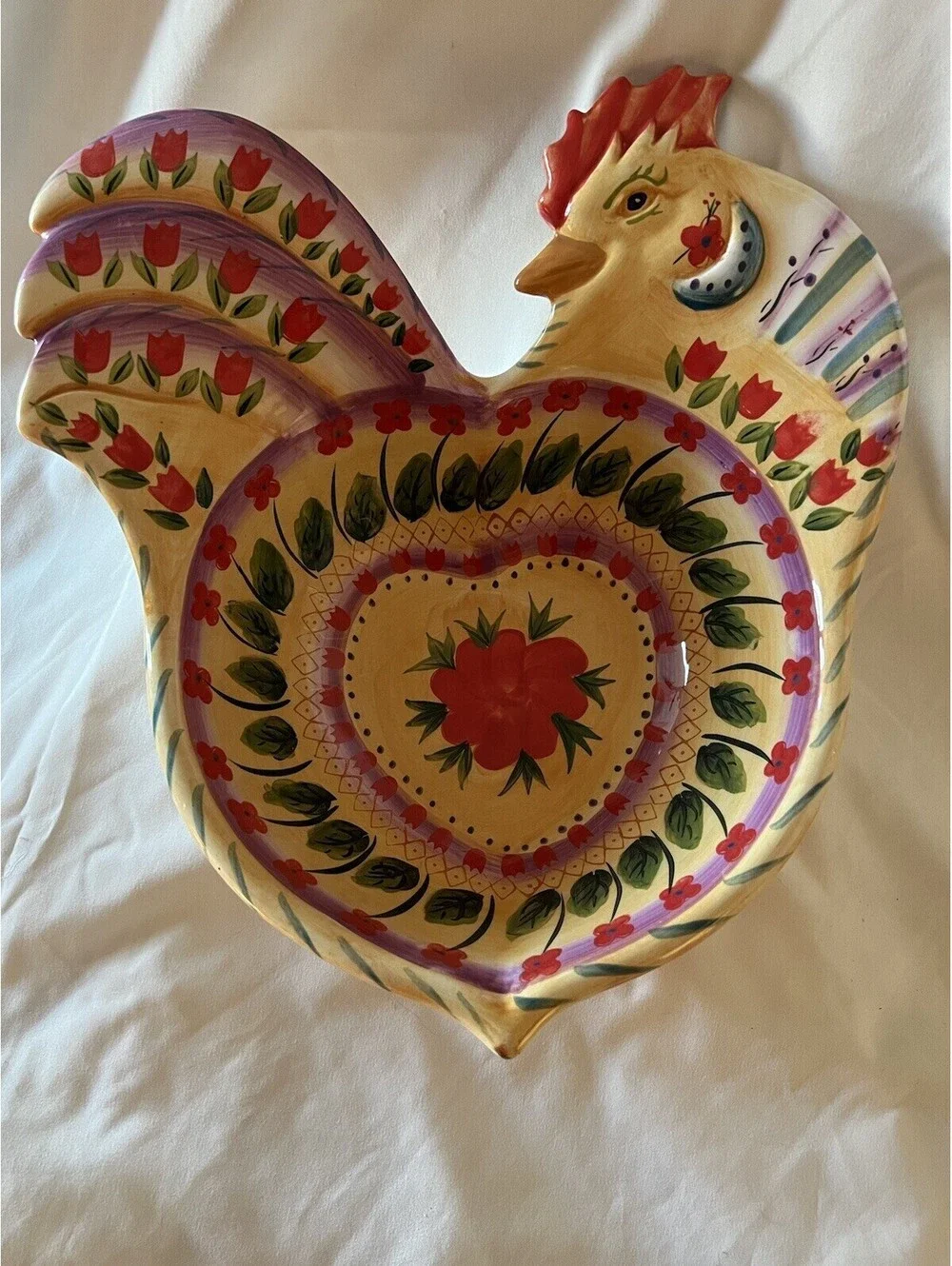 Fontana Hand Painted Tabletops Unlimited Rooster Bowl 10”